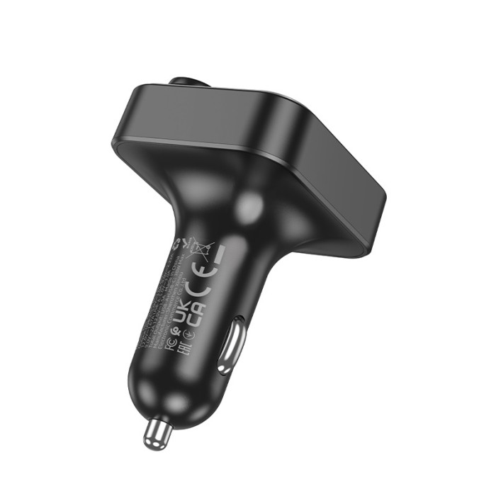 АЗП з FM-модулятором HOCO E85 Tiger PD20W+QC3.0 car BT FM transmitter Black