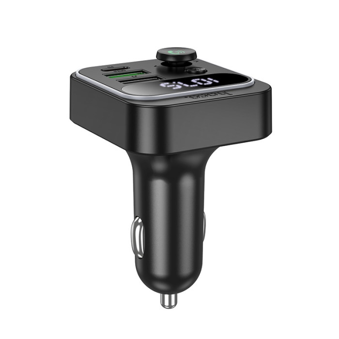 АЗП з FM-модулятором HOCO E85 Tiger PD20W+QC3.0 car BT FM transmitter Black