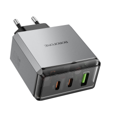 Мережевий зарядний пристрій BOROFONE BN22 Lena PD65W(2C1A) charger(EU) Metal Gray