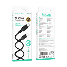 Кабель BOROFONE BX113 Lenny 60W silicone charging data cable C to C(L=2M) Black