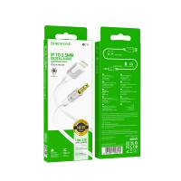 Аудіокабель BOROFONE BL19 iP to 3.5mm male, TPE, 1m, White