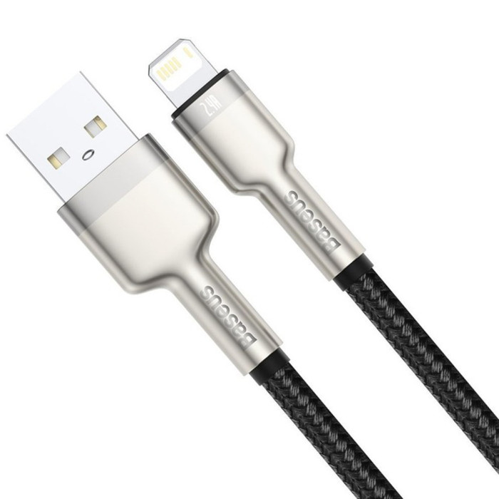 Кабель Baseus Cafule Series Metal Data Cable USB to IP 2.4A 0.25m Black