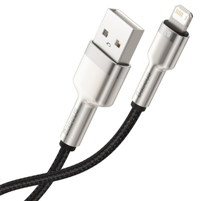 Кабель Baseus Cafule Series Metal Data Cable USB to IP 2.4A 0.25m Black