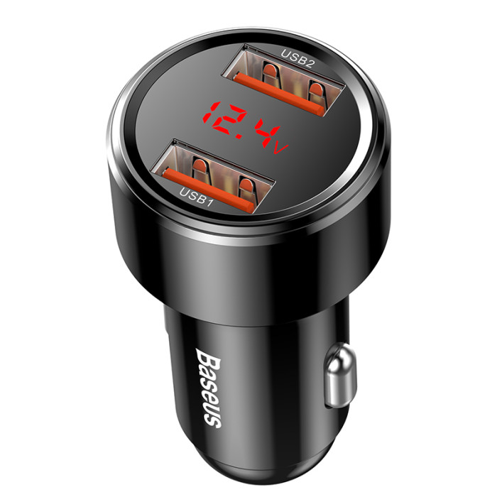 Автомобільний зарядний пристрій Baseus Magic Series Dual QC Digital Display 45W Black