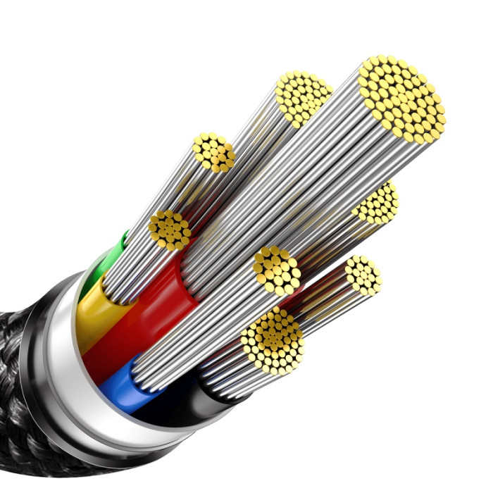 Кабель Baseus Tungsten Gold Fast Charging Data Cable Type-C to Type-C 240W 3m Black
