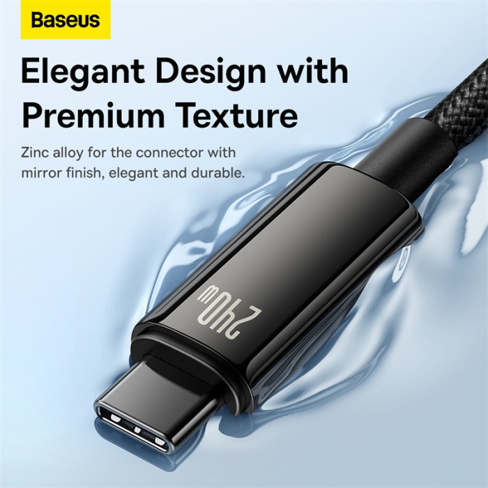 Кабель Baseus Tungsten Gold Fast Charging Data Cable Type-C to Type-C 240W 3m Black