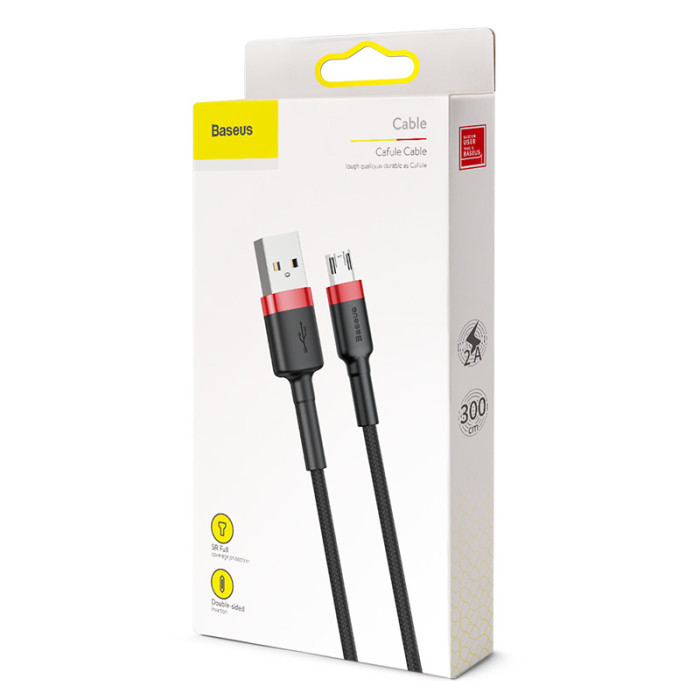 Кабель Baseus cafule Cable USB For Micro 2A 3m Red+Black