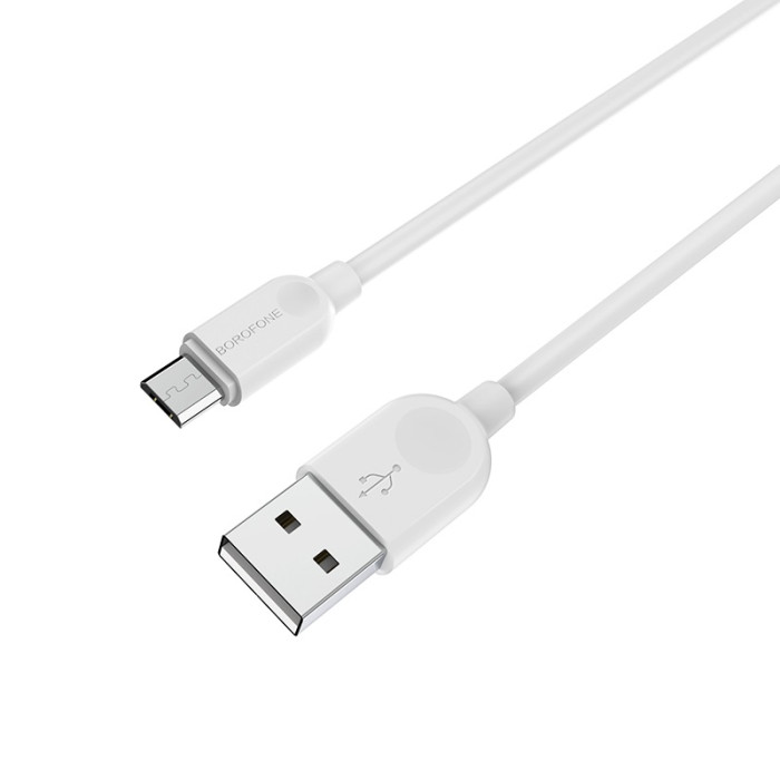 Кабель BOROFONE BX14 USB to Micro 2.4A, 2m, PVC, TPE connectors, White