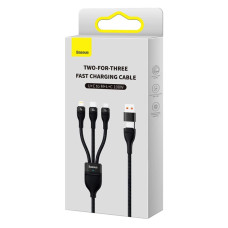 Кабель Baseus Flash Series Ⅱ Two-for-three Charging Cable U+C to M+L+C 100W 1.2m Black