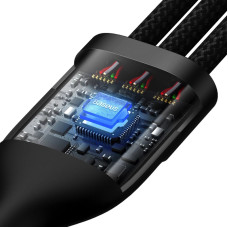 Кабель Baseus Flash Series Ⅱ Two-for-three Charging Cable U+C to M+L+C 100W 1.2m Black