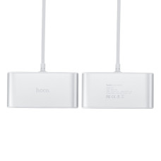 Автомобільний зарядний пристрій HOCO Z13 LCD one-pull-three car charger Silver