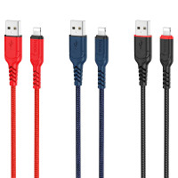 Кабель HOCO X59 USB to iP 2.4A, 1m, nylon, TPE connectors, Black