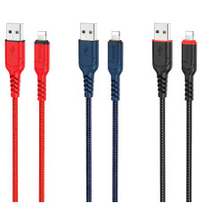 Кабель HOCO X59 USB to iP 2.4A, 1m, nylon, TPE connectors, Black