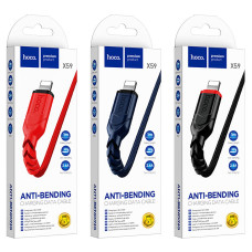 Кабель HOCO X59 USB to iP 2.4A, 1m, nylon, TPE connectors, Black