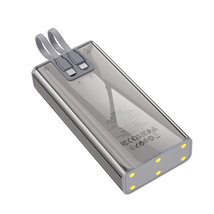 Зовнішній акумулятор HOCO J104A Discovery edition 22.5W fully compatible power bank with cable(20000mAh) Gray