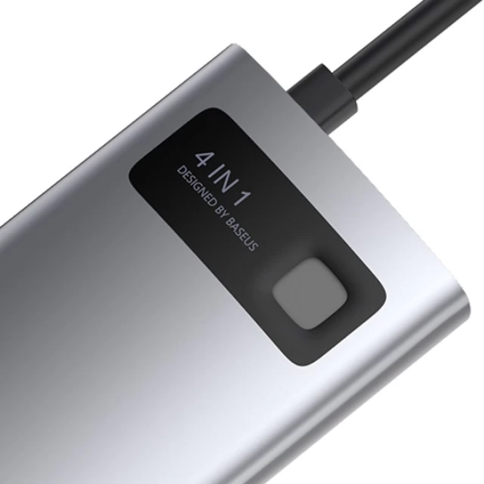 USB-хаб Baseus Metal Gleam Series 4-in-1 Multifunctional Type-C HUB Docking Station Gray（Type-C to HDMI*1+USB3.0*1+USB2.0*1+PD*1）
