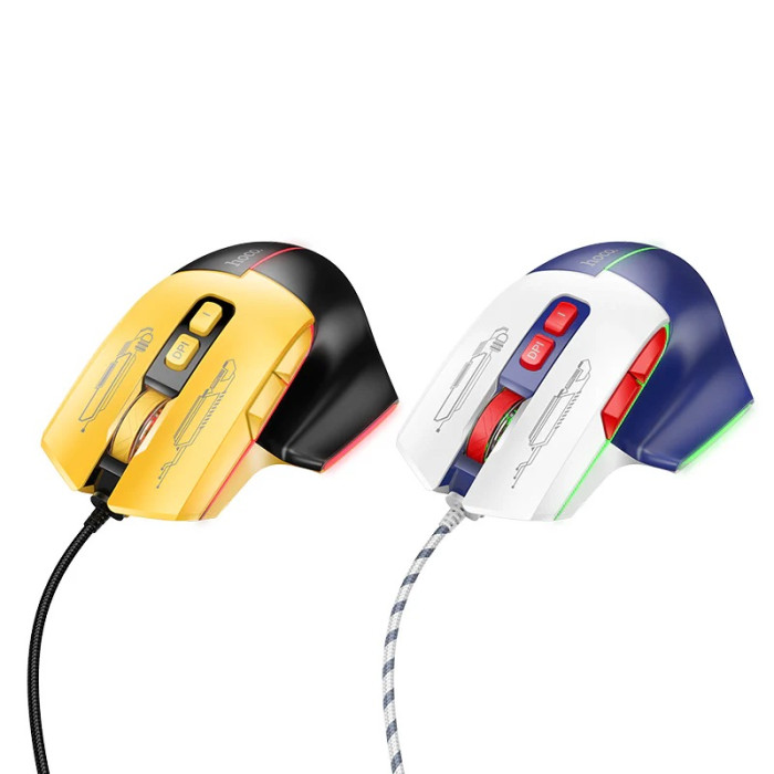 Миша HOCO GM31 Overlord luminous gaming wired mouse Black Yellow