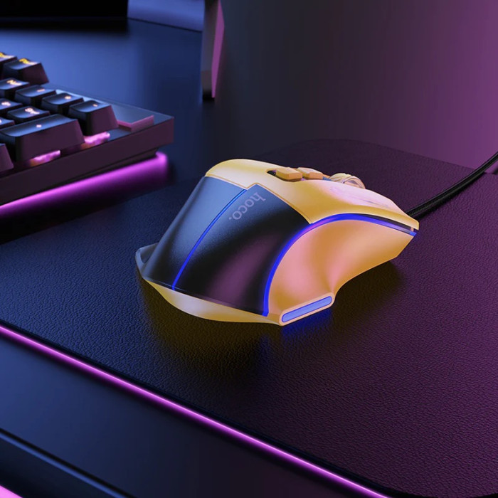 Миша HOCO GM31 Overlord luminous gaming wired mouse Black Yellow