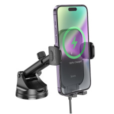 Автотримач для телефона з БЗП HOCO HW5 Journey wireless fast charging car holder(center console) Black