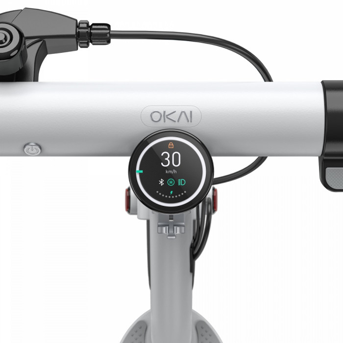 Електросамокат OKAI ES10-NEON Lite White 9", 300(600)W, 7.8Ah, 30km, 25km\h, 20%, NFC, App, 15kg