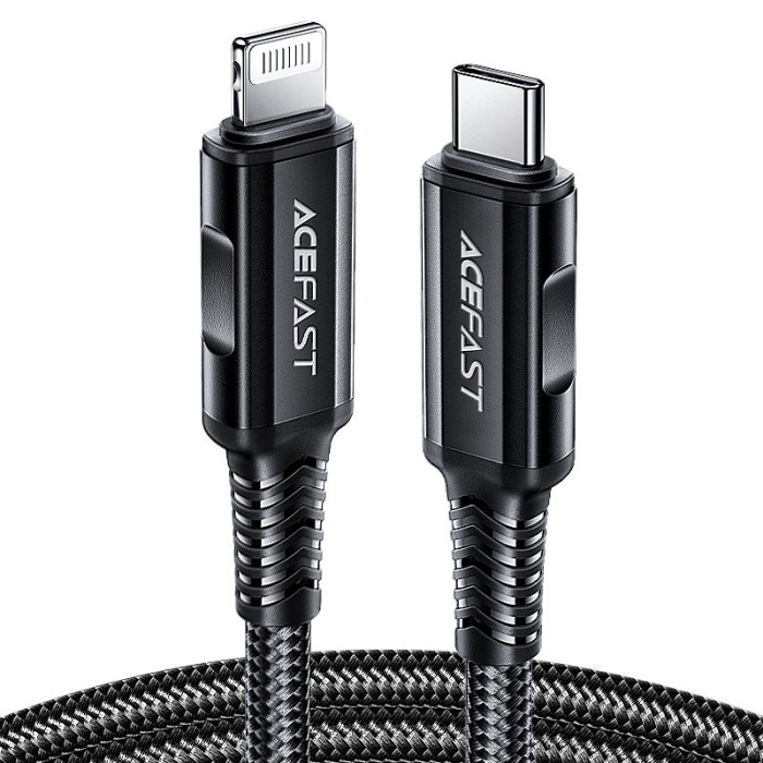 Кабель ACEFAST C4-01 Type-C to iP 3A, 30W, 1.8m, nylon, zinc connectors, Black