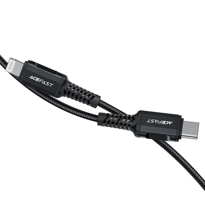 Кабель ACEFAST C4-01 Type-C to iP 3A, 30W, 1.8m, nylon, zinc connectors, Black
