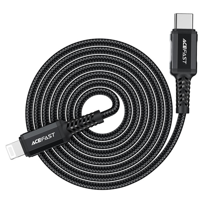 Кабель ACEFAST C4-01 Type-C to iP 3A, 30W, 1.8m, nylon, zinc connectors, Black