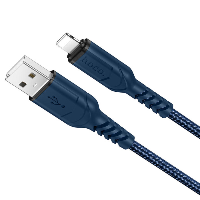 Кабель HOCO X59 USB to iP 2.4A, 1m, nylon, TPE connectors, Blue