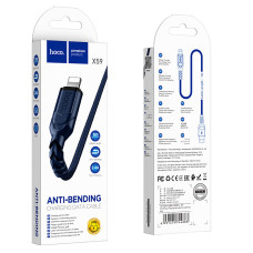 Кабель HOCO X59 USB to iP 2.4A, 1m, nylon, TPE connectors, Blue