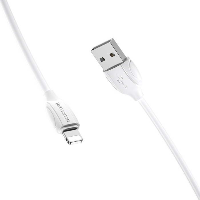 Кабель BOROFONE BX19 USB to iP 2.4A, 1m, PVC, TPE connectors, White