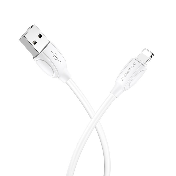 Кабель BOROFONE BX19 USB to iP 2.4A, 1m, PVC, TPE connectors, White