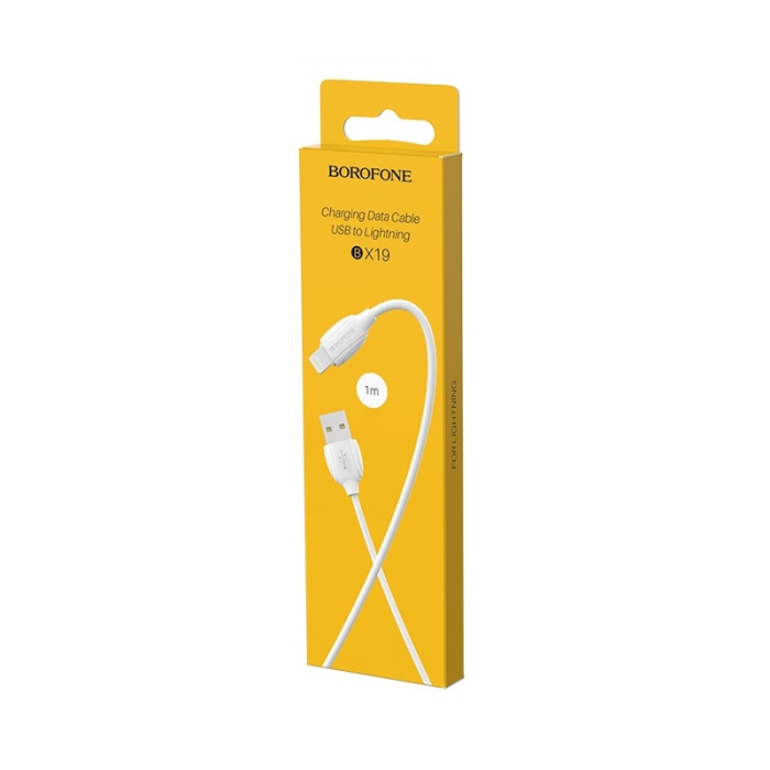 Кабель BOROFONE BX19 USB to iP 2.4A, 1m, PVC, TPE connectors, White