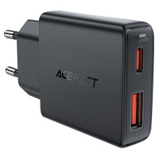 Мережевий зарядний пристрій ACEFAST A69 PD30W GaN (USB-A+USB-C) ultra-thin charger Black
