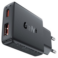 Мережевий зарядний пристрій ACEFAST A69 PD30W GaN (USB-A+USB-C) ultra-thin charger Black