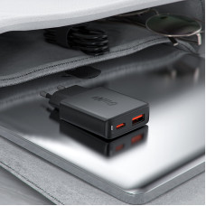Мережевий зарядний пристрій ACEFAST A69 PD30W GaN (USB-A+USB-C) ultra-thin charger Black