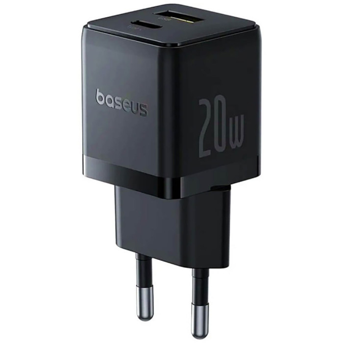 Мережевий зарядний пристрій Baseus Palm Fast Charger C+U 20W EU Cluster Black