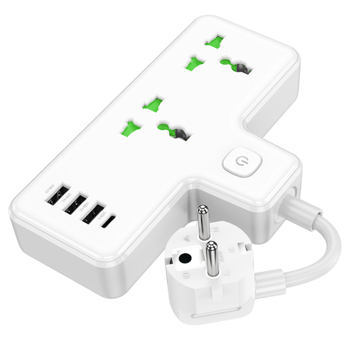 Мережевий подовжувач HOCO AC11A Voyage 2-position expansion socket(1C3A) (8.5 cm) White