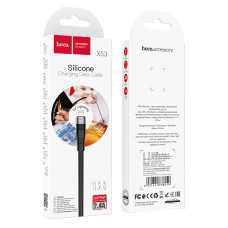 Кабель HOCO X53 USB to iP 2.4A, 1m, silicone, aluminum connectors, Black