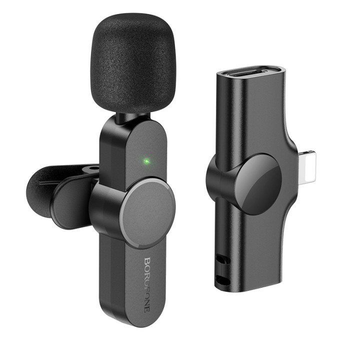 Бездротова мікрофонна система BOROFONE BFK12 Trophy lavalier (Lightning) Black
