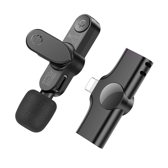 Бездротова мікрофонна система BOROFONE BFK12 Trophy lavalier (Lightning) Black