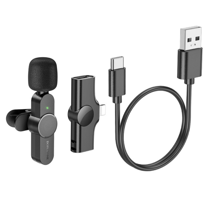Бездротова мікрофонна система BOROFONE BFK12 Trophy lavalier (Lightning) Black