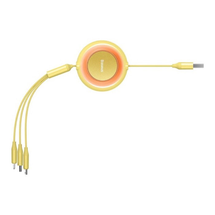 Кабель Baseus Bright Mirror 2 Series Retractable 3-in-1 Fast Charging Data Cable USB to M+L+C 3.5A 1.1m yellow