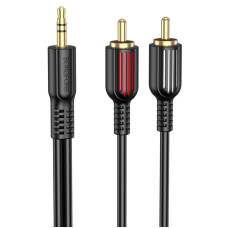 Аудіокабель BOROFONE BL11 3.5mm male to double lotus RCA, PVC, 1,5m, Black
