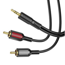 Аудіокабель BOROFONE BL11 3.5mm male to double lotus RCA, PVC, 1,5m, Black