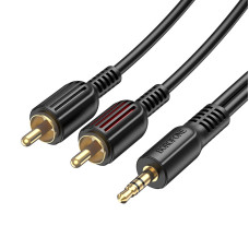 Аудіокабель BOROFONE BL11 3.5mm male to double lotus RCA, PVC, 1,5m, Black