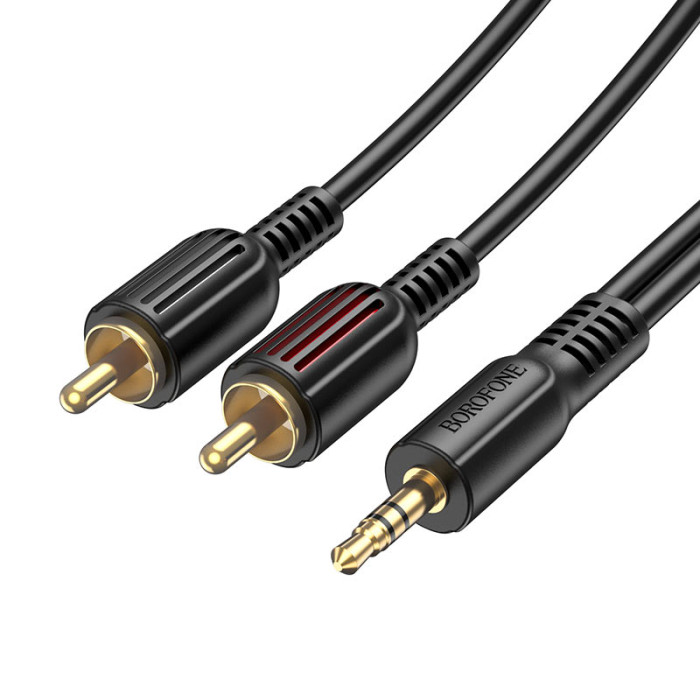 Аудіокабель BOROFONE BL11 3.5mm male to double lotus RCA, PVC, 1,5m, Black