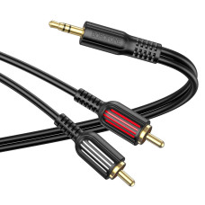 Аудіокабель BOROFONE BL11 3.5mm male to double lotus RCA, PVC, 1,5m, Black