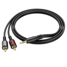 Аудіокабель BOROFONE BL11 3.5mm male to double lotus RCA, PVC, 1,5m, Black