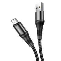 Кабель HOCO X50 USB to Micro 2.4A, 1m, nylon, aluminum connectors, Black