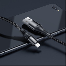 Кабель HOCO X50 USB to Micro 2.4A, 1m, nylon, aluminum connectors, Black